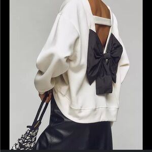 Anthropologie Maeve Bow-Back Sweatshirt Ivory size Medium NWT